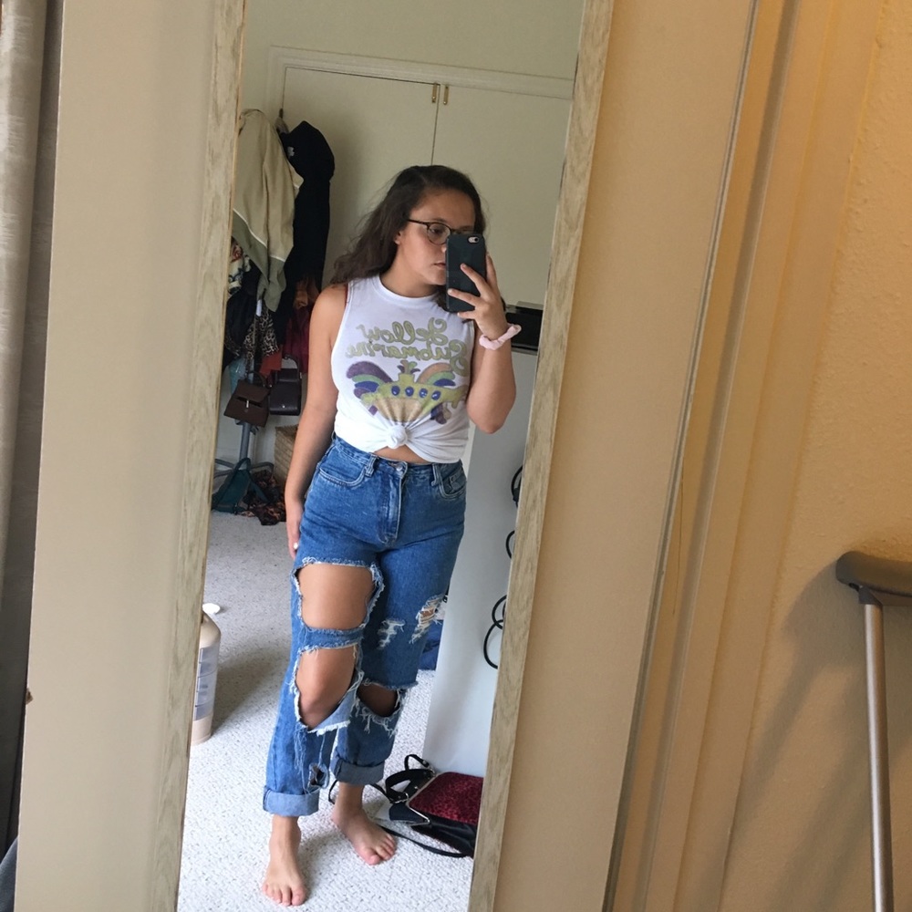 ripped high waisted mom jeans